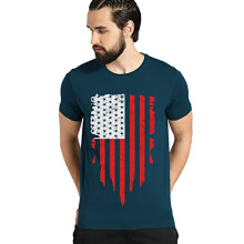 P  nske bavlnen   tricko s potlacou USA ADRO (RN22-2-USS-SB_Teal_L)