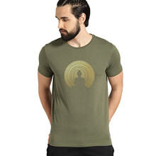 P  nske bavlnen   tricko ADRO s potlacou Budha v zlatej farbe (RN23-GL-BUD-OL_Olive_2XL)