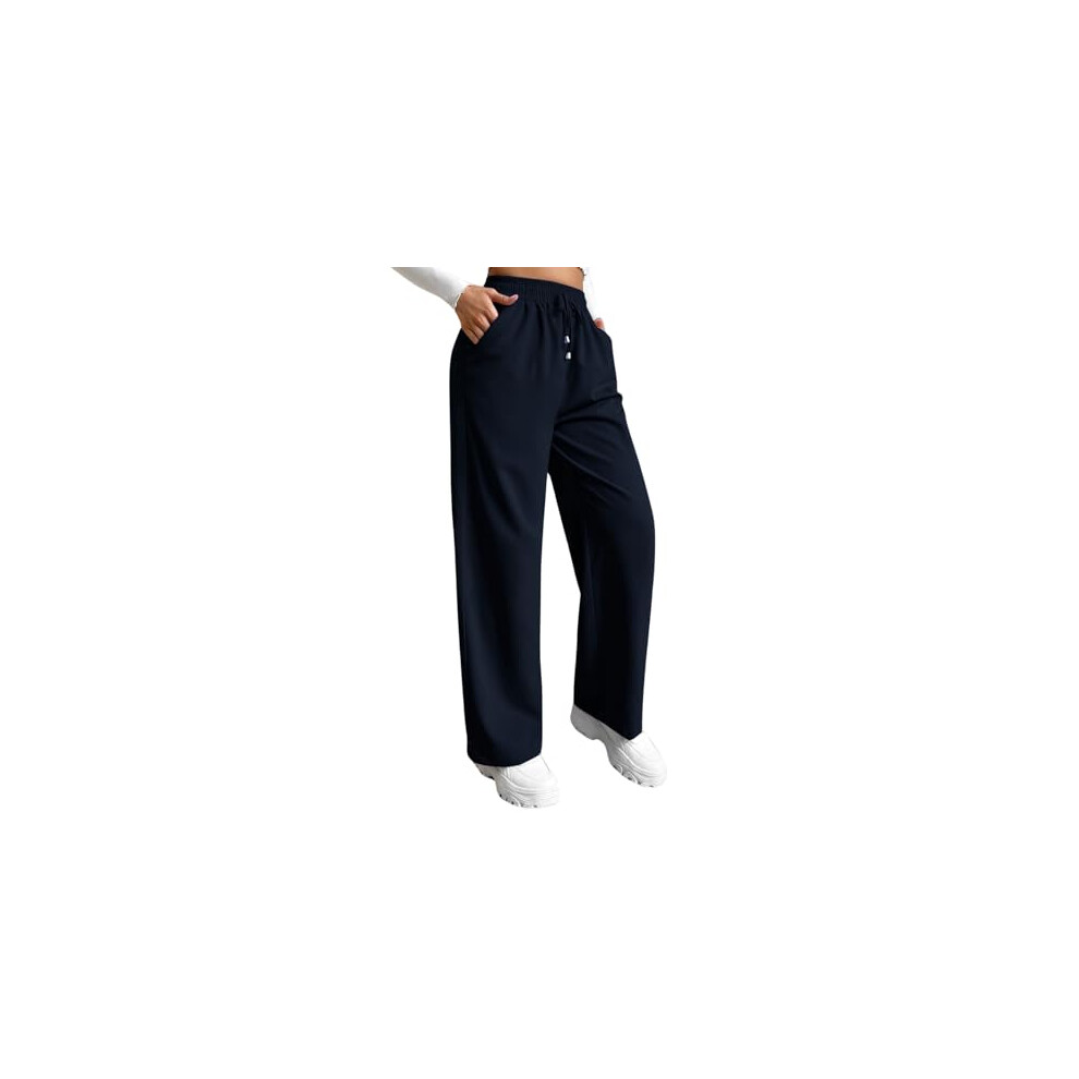 Pantalon taille haute Leriya Fashion pour femme | Pantalon de surv  tement d'  t   | Pantalon d  contract   (XL, bleu)