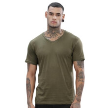 ADRO V-Neck T Shirt for Men, 100% Cotton Vneck Tshirt is Ideal for Casual wear, Workouts and Loungewear, Adding a Stylish Touch.|VN24-PLN-OL-L Olive
