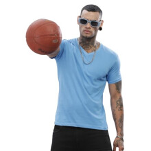 ADRO V-Neck T Shirt for Men, 100% Cotton Vneck Tshirt is Ideal for Casual wear, Workouts and Loungewear, Adding a Stylish Touch.|VN24-PLN-SK-XL Sky Bl