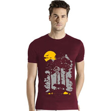 ADRO Heren Sun Printed Katoenen T-shirt (RN22-1-SUN-MR_Maroon_XL)