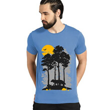 ADRO Heren Sun Printed Katoenen T-shirt (RN22-1-SUN-SK_SkyBlue_2XL)