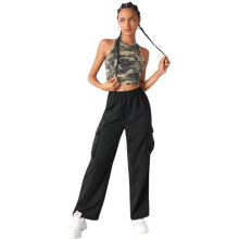Pantaloni cargo a vita alta Leriya Fashion da donna, taglia Large, neri