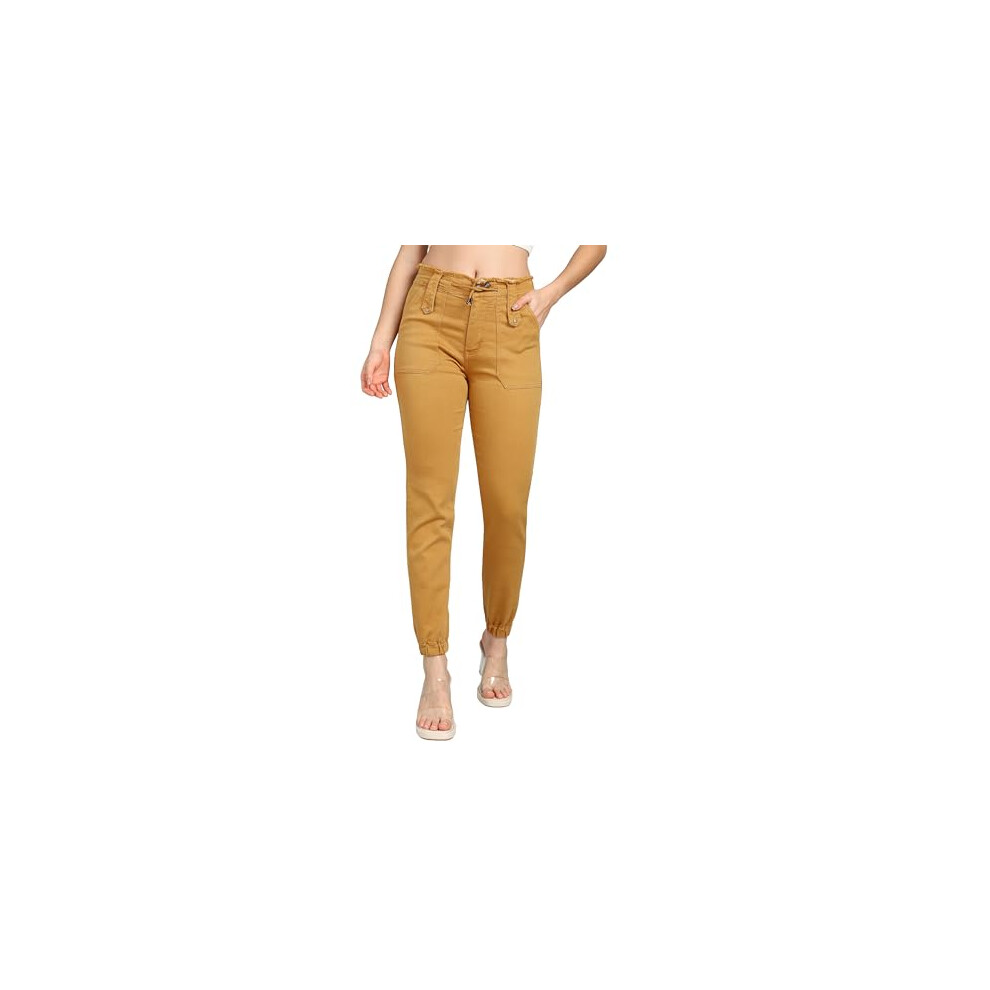 Pantaloni Da Jogging A Vita Alta Elasticizzati In Denim Da Donna Nifty (1470_Jogr_Gold_30_Gold_30)