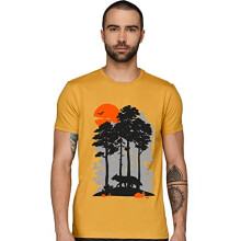 ADRO Herren-T-Shirt aus Baumwolle mit Sonnendruck (RN22-1-SUN-MU_Mustard_2XL)