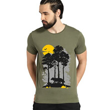 T-shirt in cotone con stampa sole da uomo ADRO (RN22-1-SUN-OL_Olive_XL)