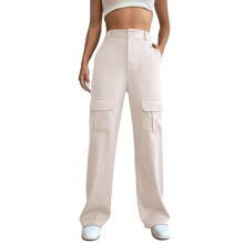 Leriya Fashion Pantaloni cargo da donna | Pantaloni da donna | Pantaloni a vita alta da donna | Pantaloni da donna bianchi