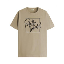T-shirt stampata da uomo ADRO - T-shirt stampata in cotone premium - T-shirt beige - RN24-FECT-BE-M