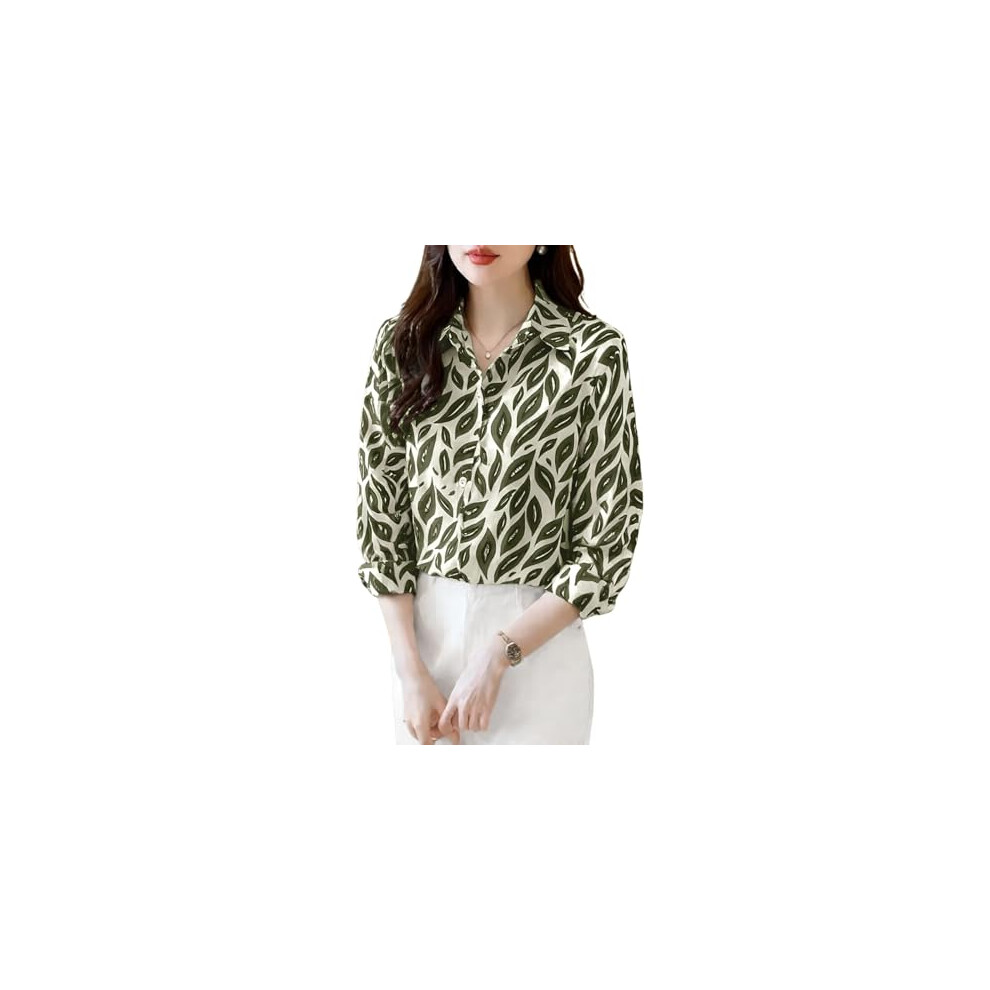 Chemise unie coupe r  guli  re Leriya Fashion pour femme (LF-W2199_GREEN-01)