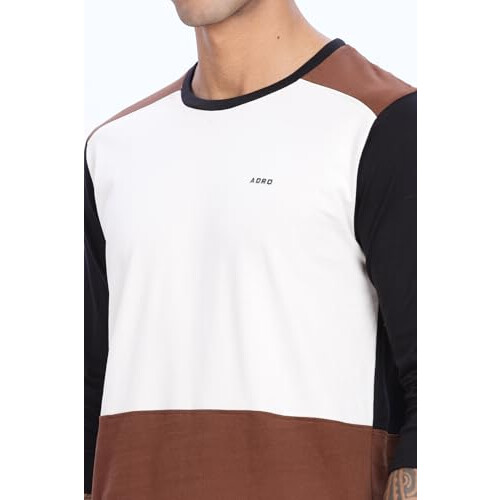 ADRO Men's Solid Regular Fit T-Shirt (FR24-WSBR_White, Brown 1