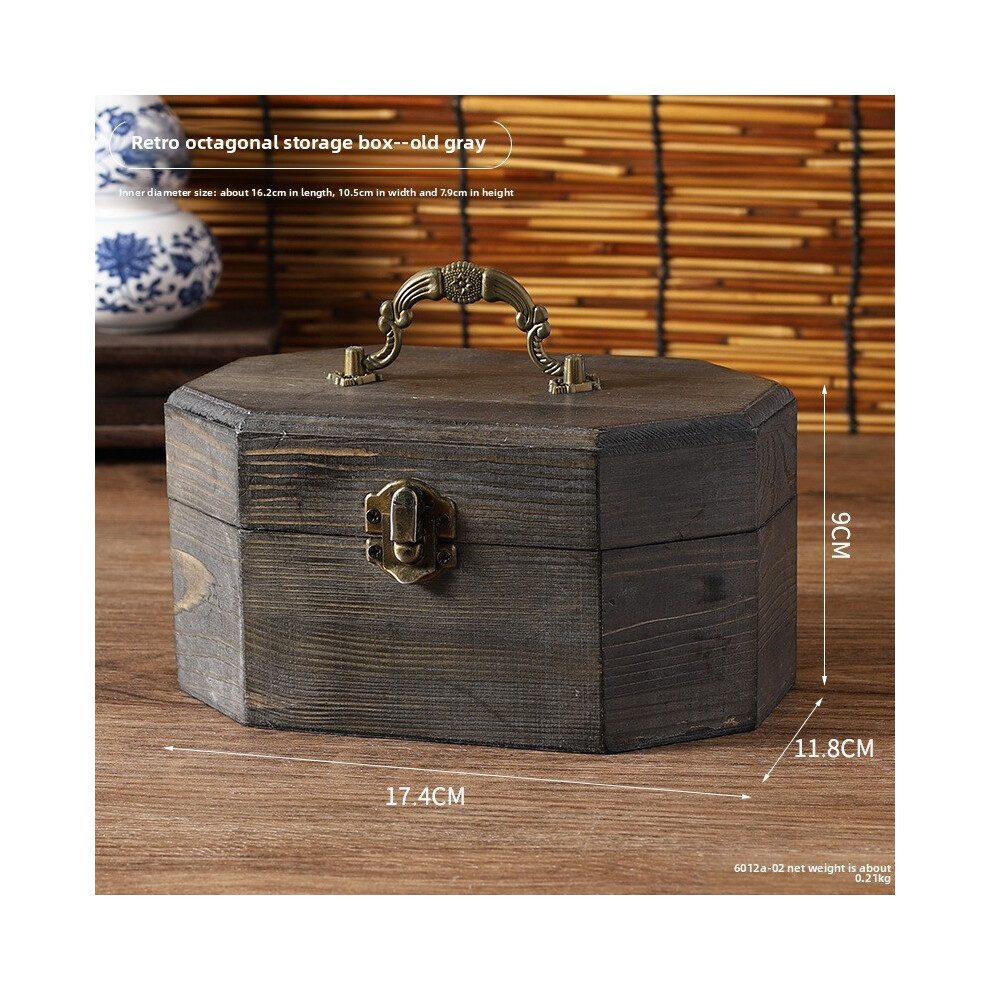 (Aged Gray) New Chinese Style Octagonal Wooden Storage Box For Jewelry Snacks Tea Organizer-image-OPC-PHFF7QK-NEW