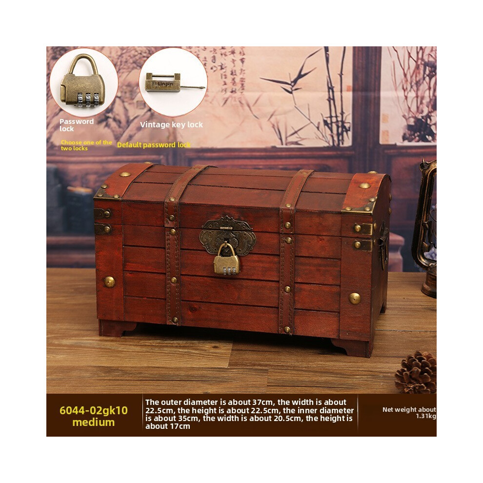 (Lock, 37*22.5*22.5cm) Wooden Rustic Chest With Lid For Cd Remote Toys And Decorations Accessories-image-OPC-PHFF7TV-NEW