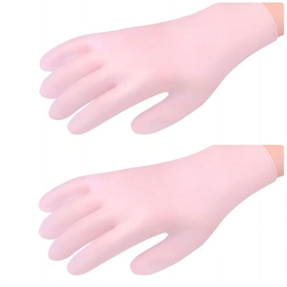 (pink, Hand mask) Reusable Silicone Hand Moisturizing Gloves Overnight Spa Treatment Mask For Dry Hands Repair And Deep Hydration