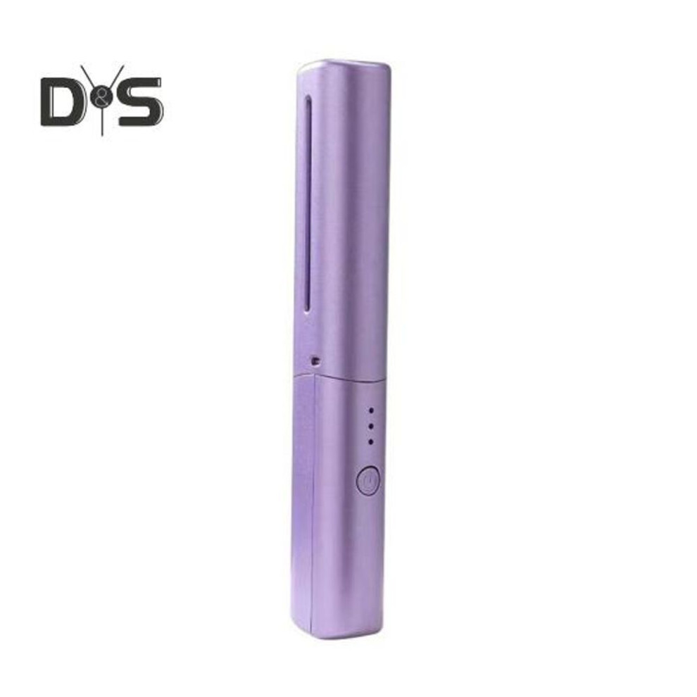 (purple) Portable Cordless Hair Straightener Comb 3 Temperature Adjustable Rechargeable Fast Heating Women Straight Curly Hair Mini Electric Hair Styling Hot