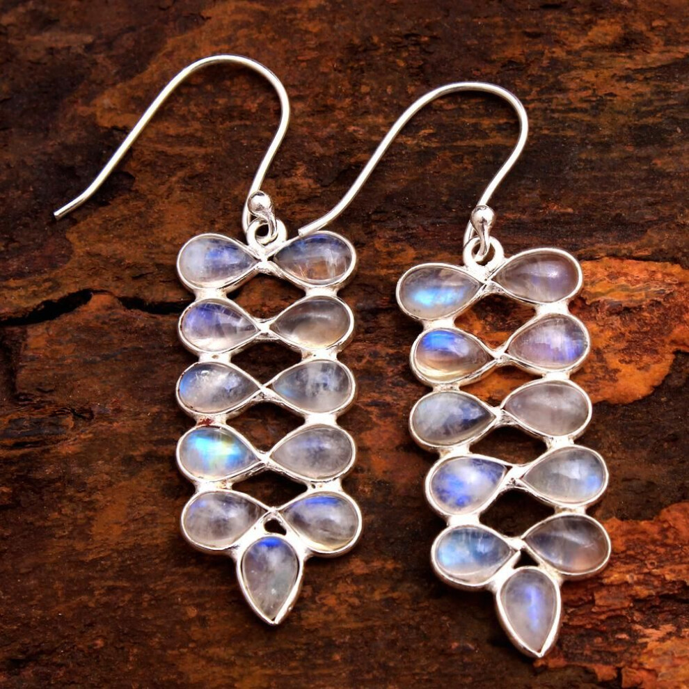 (white) Garnet, Moonstone Silver Earring, Gemstone Jewelry, Silver Earring, 925 Sterling Silver Handmade Jewelry, Gifts For Her