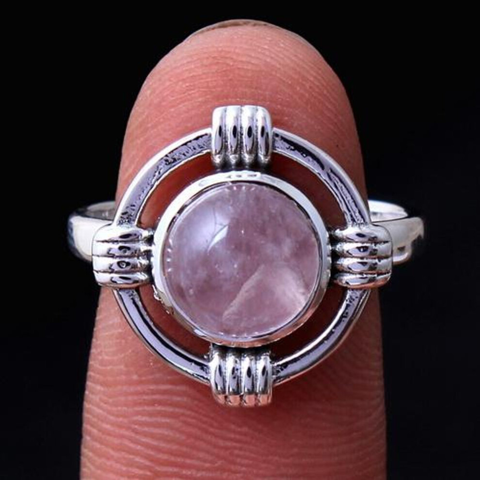 (pink, 7) Rose Quartz Silver Women Ring, 925 Sterling Silver Handmade Jewelry, Gifts For Her, Silver Ring