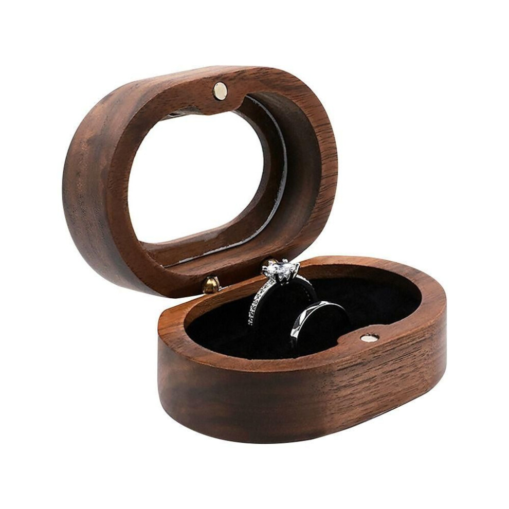 (black-Double) High-quality Gifts Case Wooden Ring Storage Box Jewelry Box Lover Ring Display Box Storage Holder