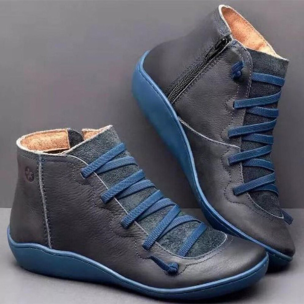 (navy blue, 40) European & American 2021 Autumn/winter Women's Casual Large Size Short Boots