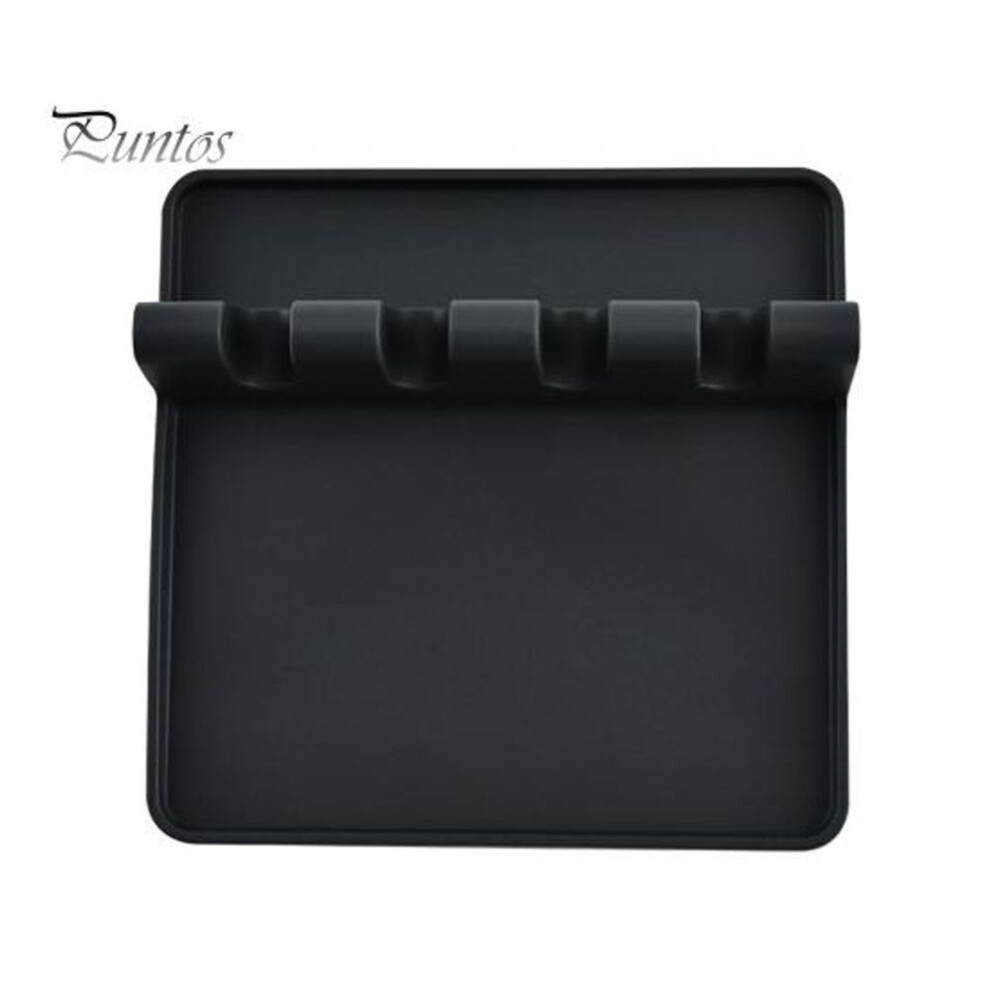 (black) Silicone Spoon Rest For Stove Top Heat-resistant Utensil Holder With Drip Pad Bpa-free Kitchen Spoon Rack For Spatulas Ladles Tongs Large Spoon