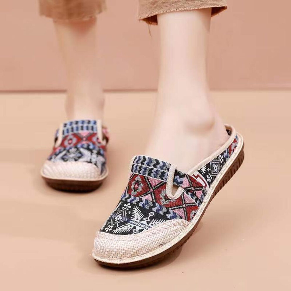 (black, 38) Order A Size Up Women's Casual Slip-on Flats, Breathable Fabric Upper With Rubber Sole, All-season