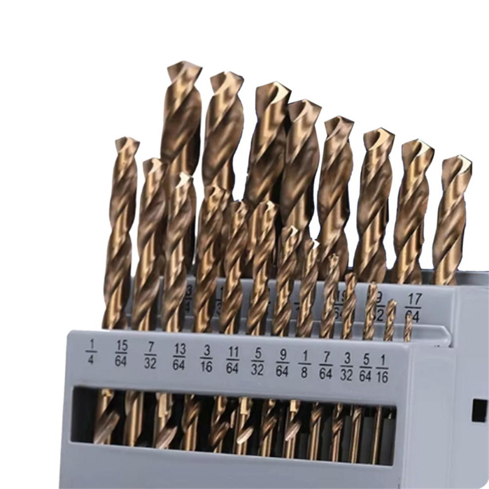 Cobalt Drill Bits Set M35 High Speed Steel Twist Jobber Length For Hardened Metal, Stainless Steel, Cast Iron (21Pcs) 4852404190735
