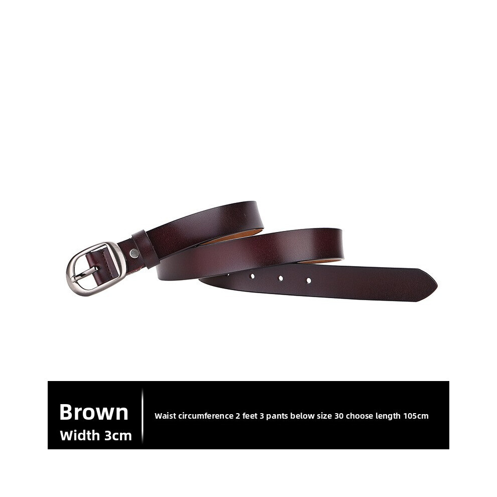 (Brown,110Cm)CinturóN De Cuero Para Mujer Con DiseñO Simple Y Acabado De Cuero Brillante Para Uso Informal-image
