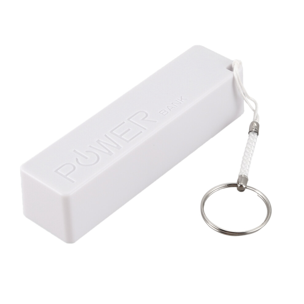 Portable External Power Bank Battery Charger 18650 With Keychain (Without Battery) (White) White 4852404107733
