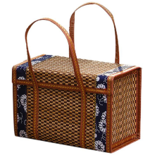 Woven Bamboo Products Camping Portable Storage Box Hand-Woven Basket Special Outdoor Picnic M