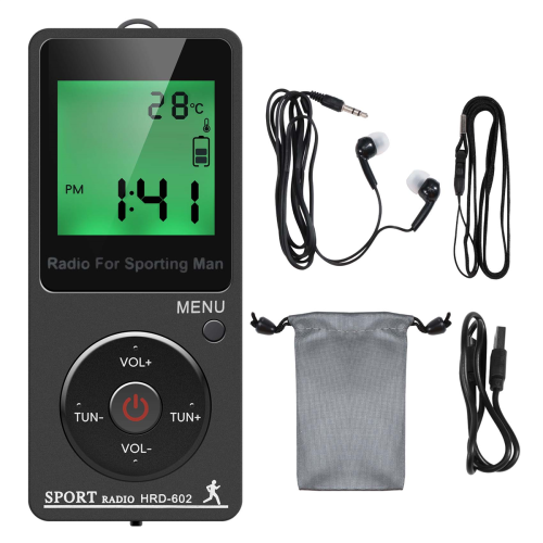AM FM Portable Radio Personal with Headphones Walkman Rechargeable Battery Digital Display Stereo