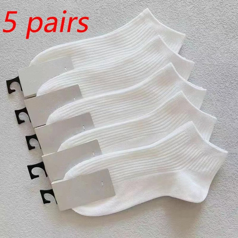(white, 5 pairs) 5 Pairs Socks Unisex Solid Color Socks Spring Summer White Black Color Short Socks  Breathable Socks For Women Men
