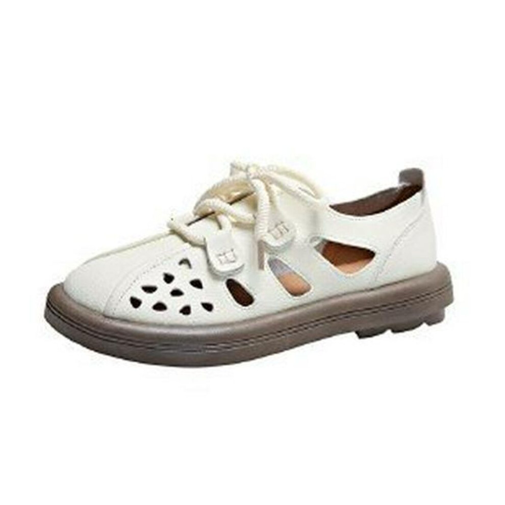 (off white, 40) Women's Large Hollow Soft Sole Flats - 2024 Summer Breathable Casual Sandals
