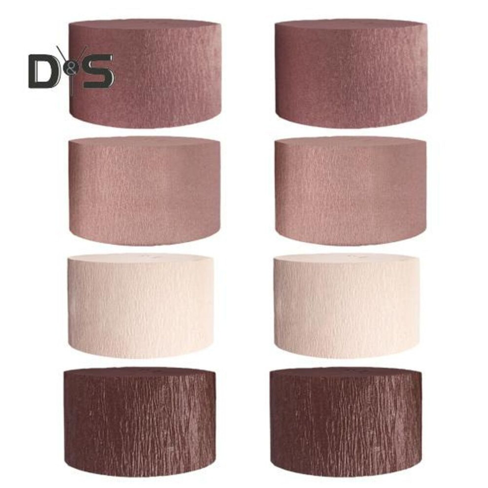 (as the picture, 8pcs) 4/8 Rolls Crepe Paper Streamers 82ft Long Rose Gold Paper Tassel Streamers For Wedding Birthday Valentine's Day Birthday Baby Shower Decor
