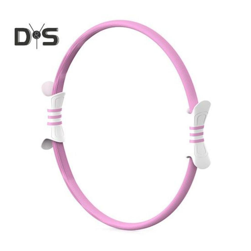 (pink,white) Women Pilates Ring With Non-slip Grip Handles Leg Toning Inner Thigh Pelvic Floor Exercise Yoga Circle Home Gym Fitness Equipment