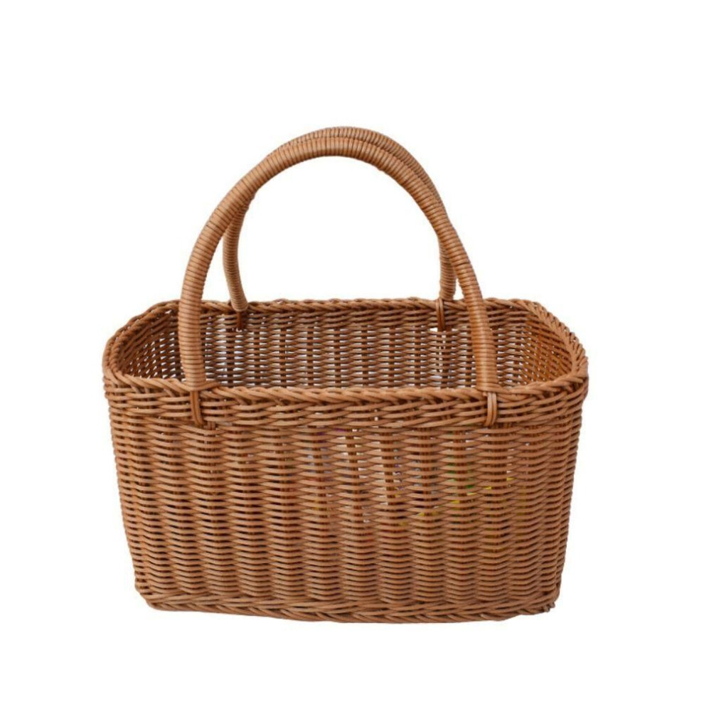 (M) Rectangular Woven Basket With Handle Flower Basket Decorative Picnic Basket  Vegetable