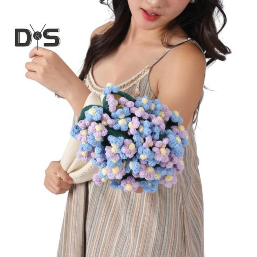 (as the picture, A) Crochet Bouquet Of Daisies Crochet Bouquet Blanket Handmade Flowers Throw Blanket For Home Sofa Bed Couch Decor
