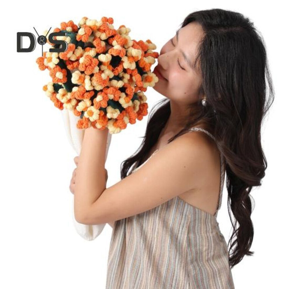 (as the picture, C) Crochet Bouquet Of Daisies Crochet Bouquet Blanket Handmade Flowers Throw Blanket For Home Sofa Bed Couch Decor