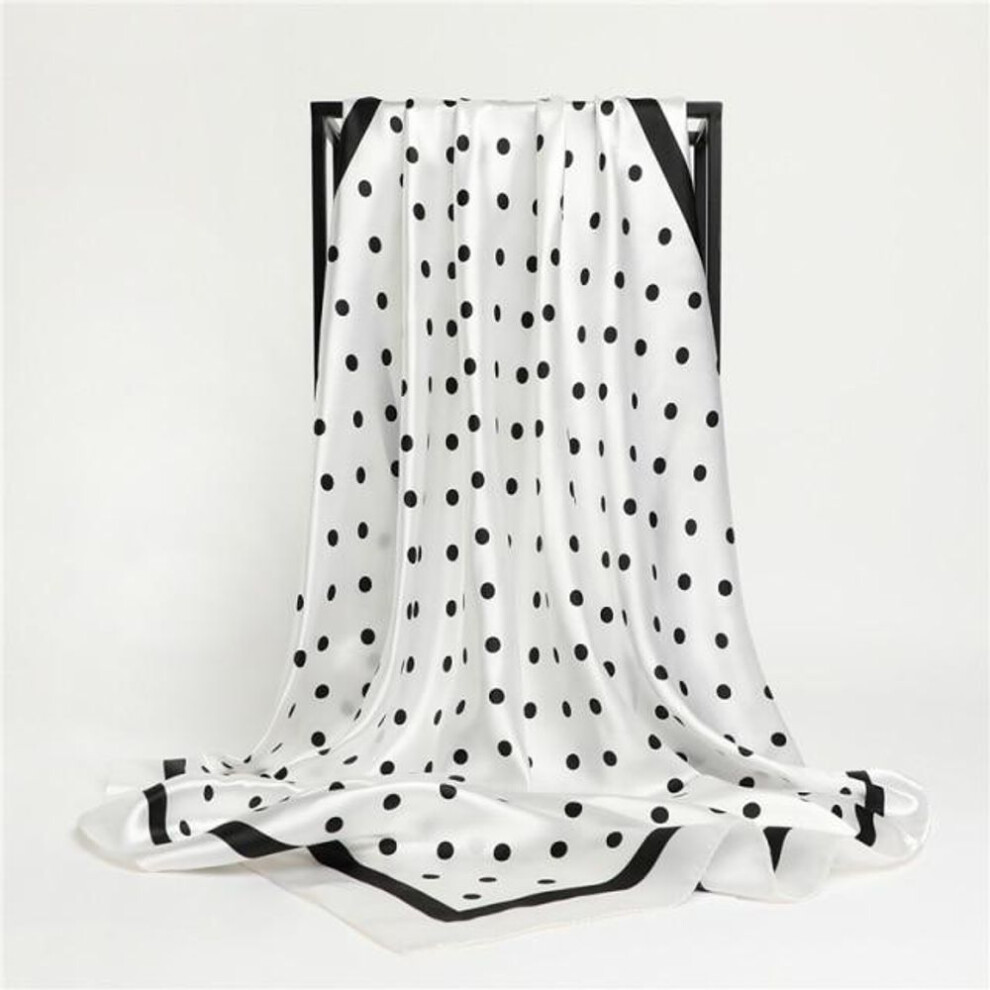 (white, 90x90cm) Silk Shawl Square Scarf For Women Print Headband Foulard Satin Hijab Hair Bands Neckerchief Female Head Wraps Bandana