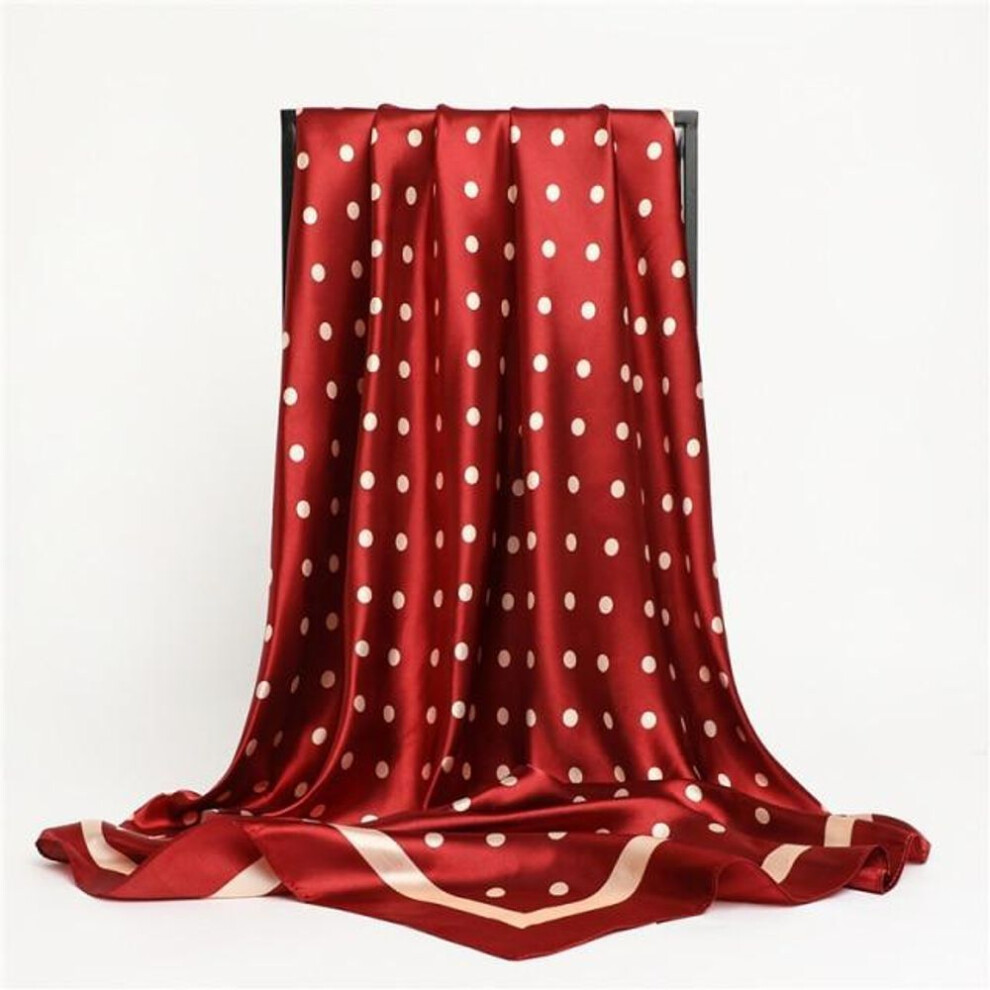 (red, 90x90cm) Silk Shawl Square Scarf For Women Print Headband Foulard Satin Hijab Hair Bands Neckerchief Female Head Wraps Bandana