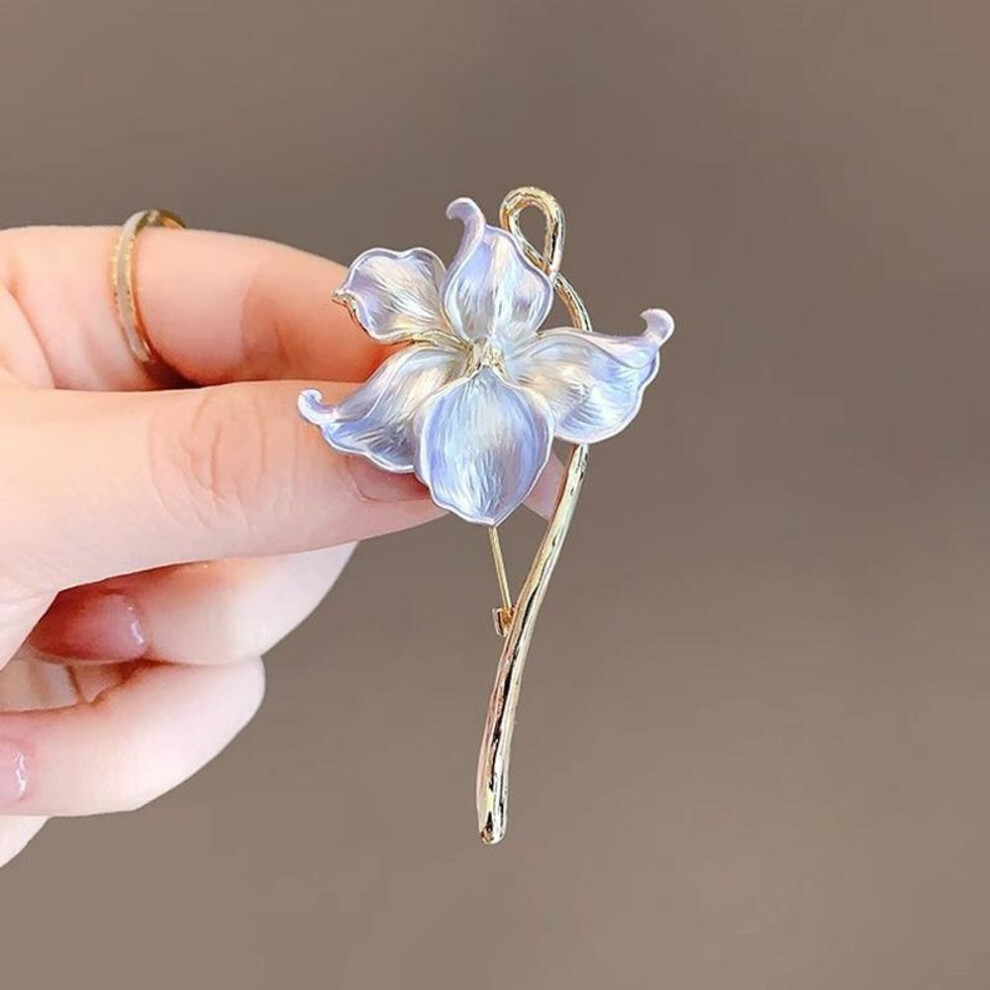 (purple) Style Temperament Sense Water Lily Enamel Lily Flower Brooches For Women Weddings Banquet Office Brooch Pins Gifts