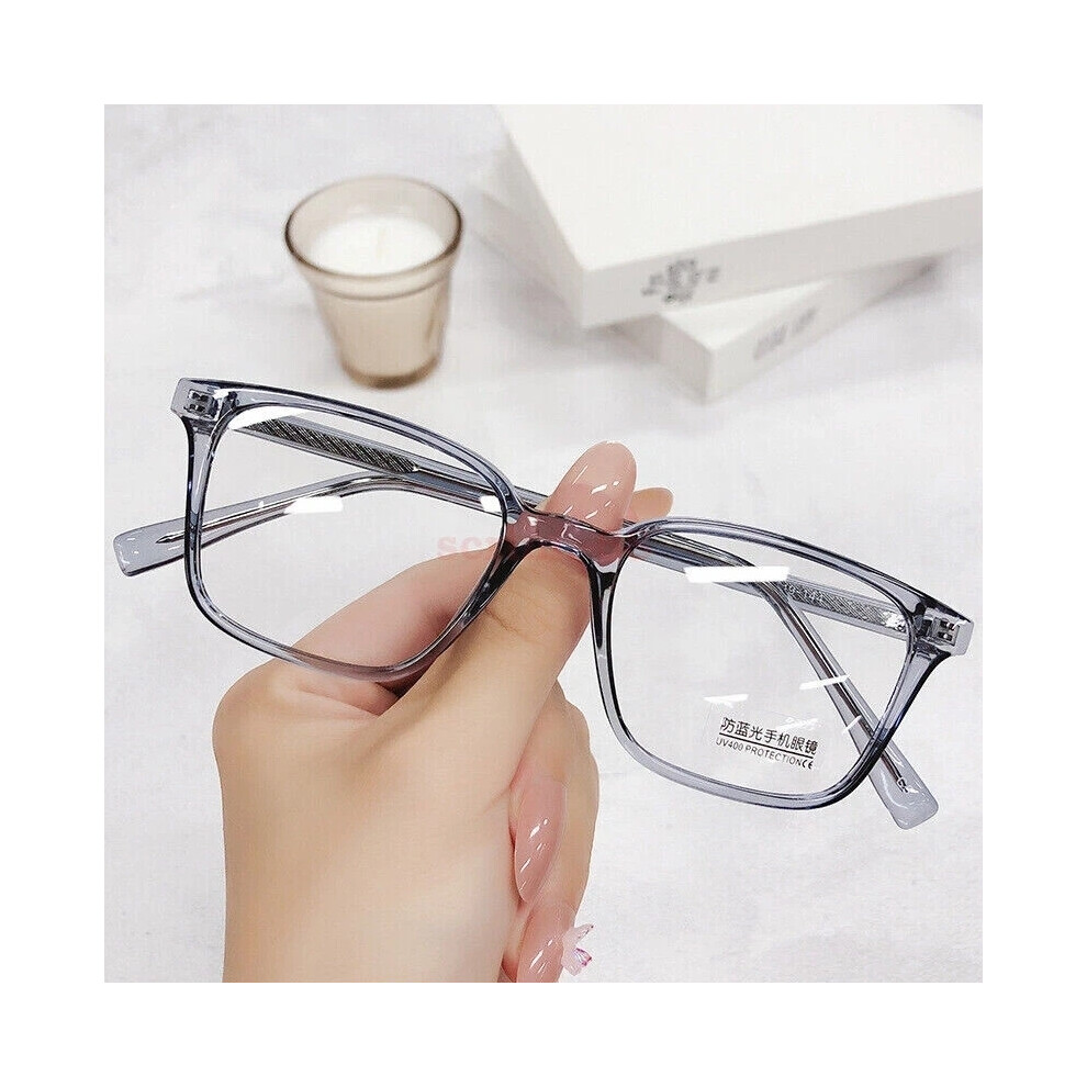 (Blue) Mens Womens Eyeglass Frames TR90 Blue Light Blocking Glasses Frame