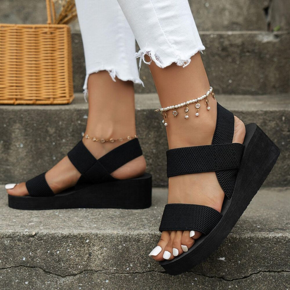 (black, 41) 2025 Wedding Shoes For Female Summer Women Shoes Slope Heels Sandals Lightweight Casual Vacation Style Sandals
