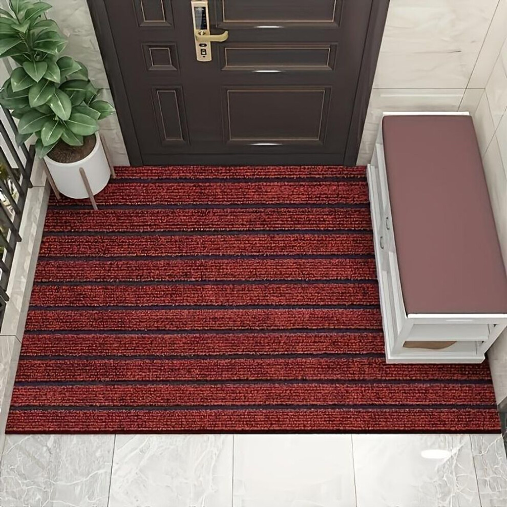 (red, 50x80) Striped Anti-slip Waterproof Door Mat Durable Dustproof Outdoor Entrance Mat Easy To Clean Can Be Cut Design Seven