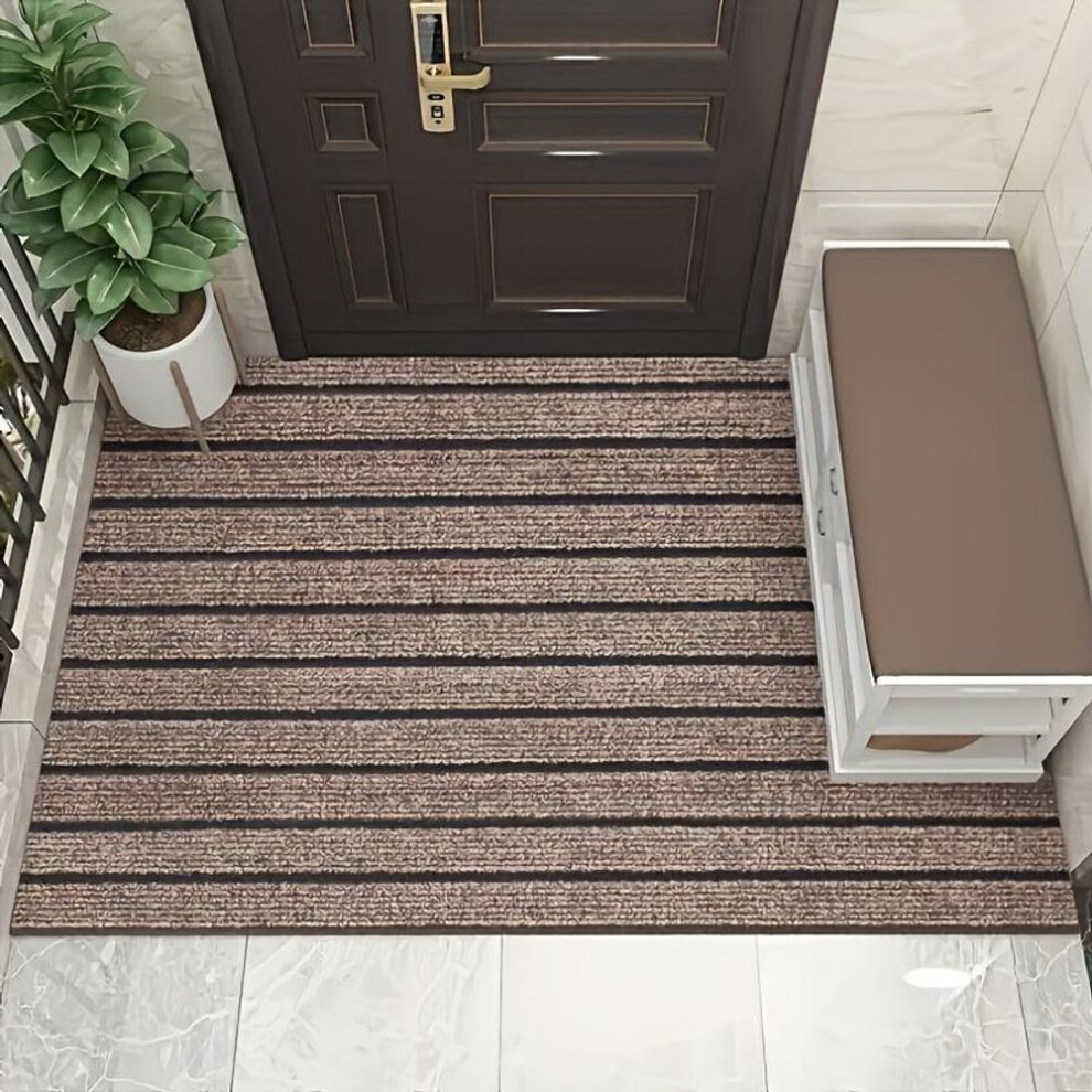 (brown, 40x60cm) Striped Anti-slip Waterproof Door Mat Durable Dustproof Outdoor Entrance Mat Easy To Clean Can Be Cut Design Seven