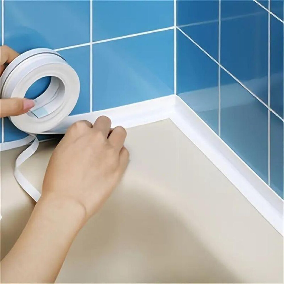 (white, 1 meter width 2.2cm) Temu Waterproof Bathroom & Kitchen Sealing Tape - Mildew-proof Strip For Toilets