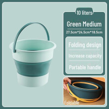 (green, Medium) Durable Foldable Large Capacity Plastic Bucket For Home, Outdoor Fishing, And Car Wash