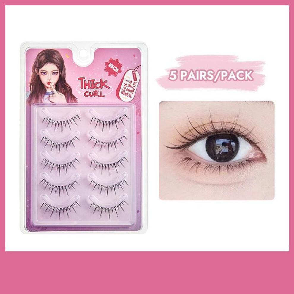 Bqi One-piece Transparent Stem Grafted False Eyelashes Natural Thick And Light Devil Style Thin Stem Suitable For Beginners