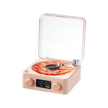 (pink) Lamp Record Player, Waves Vinyl Bluetooth Speaker with 4 Modes Adjustable
