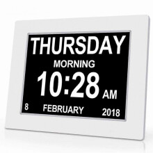 (UK plug) Digital Dementia Clock Calendar Clock Day Date Clock Large Display Large Clear Unabbreviated Time and Date