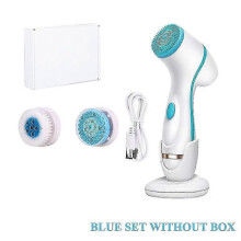 (BLUE SET WITHOUT BOX) Facial Cleansing Brush Sonic Nu Face Spin Brush Set Galvanica Facial Spa System For Skin Deep Cleaning Remove Blackhead Machine